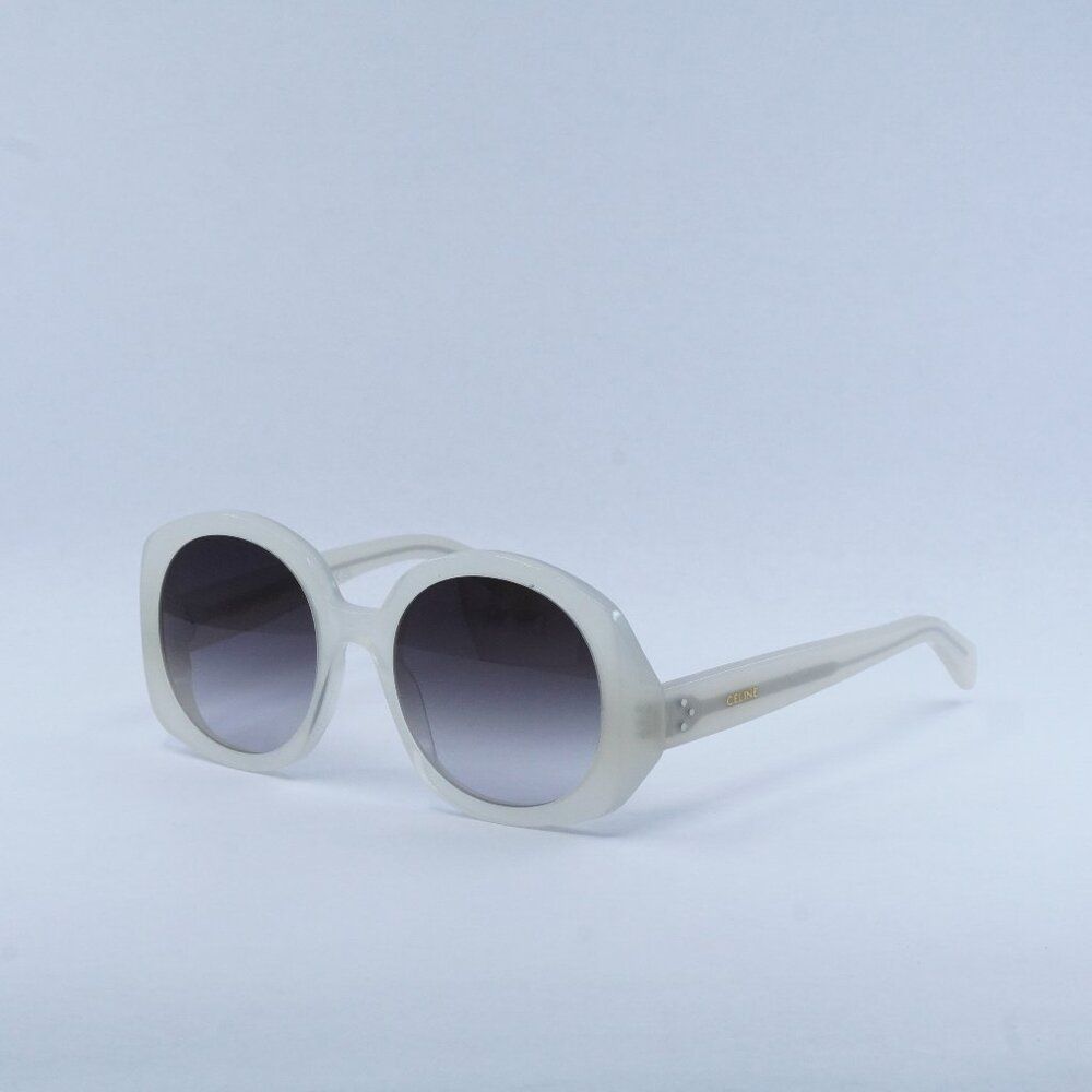 Celine Cl40242i 25k Sunglasses Pearl Round Frame, Grey Lenses
